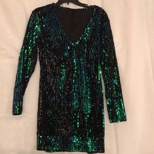 Green Sequence party dress